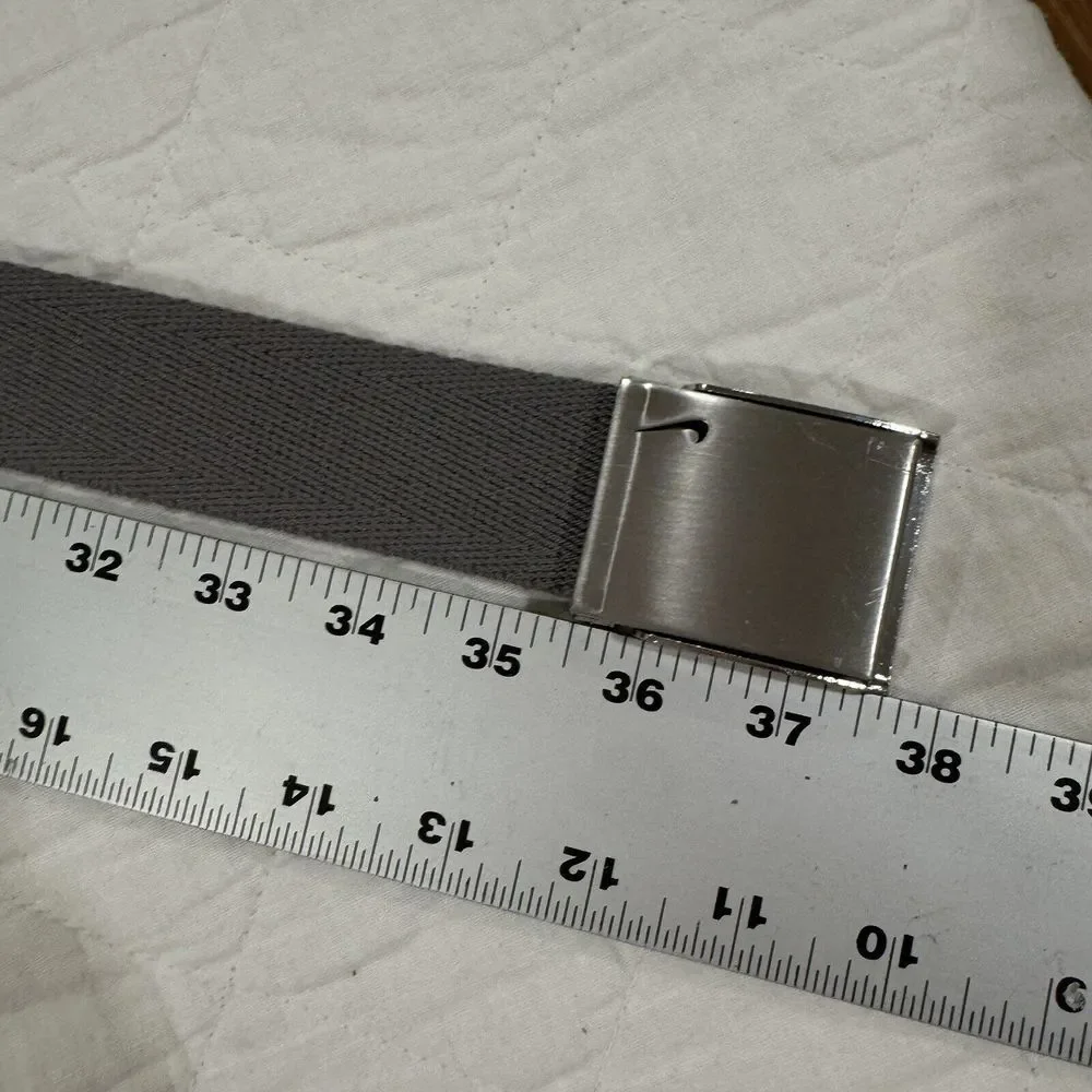 Nike Mens Charcoal Gray Mesh Fabric Web‎ Belt Adjustable Sliver Buckle One Size
